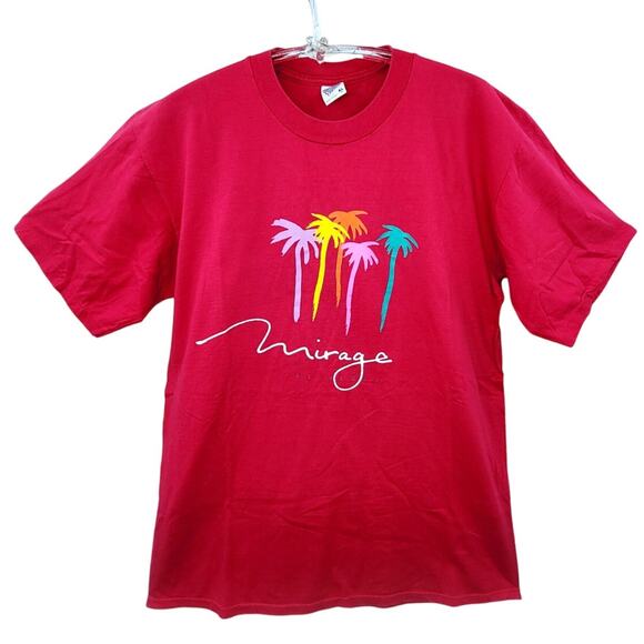 Mirage Las Vegas Vintage Jerzees Palm Tree Graphic Men’s 80s Single Stitch Tee - Picture 1 of 12